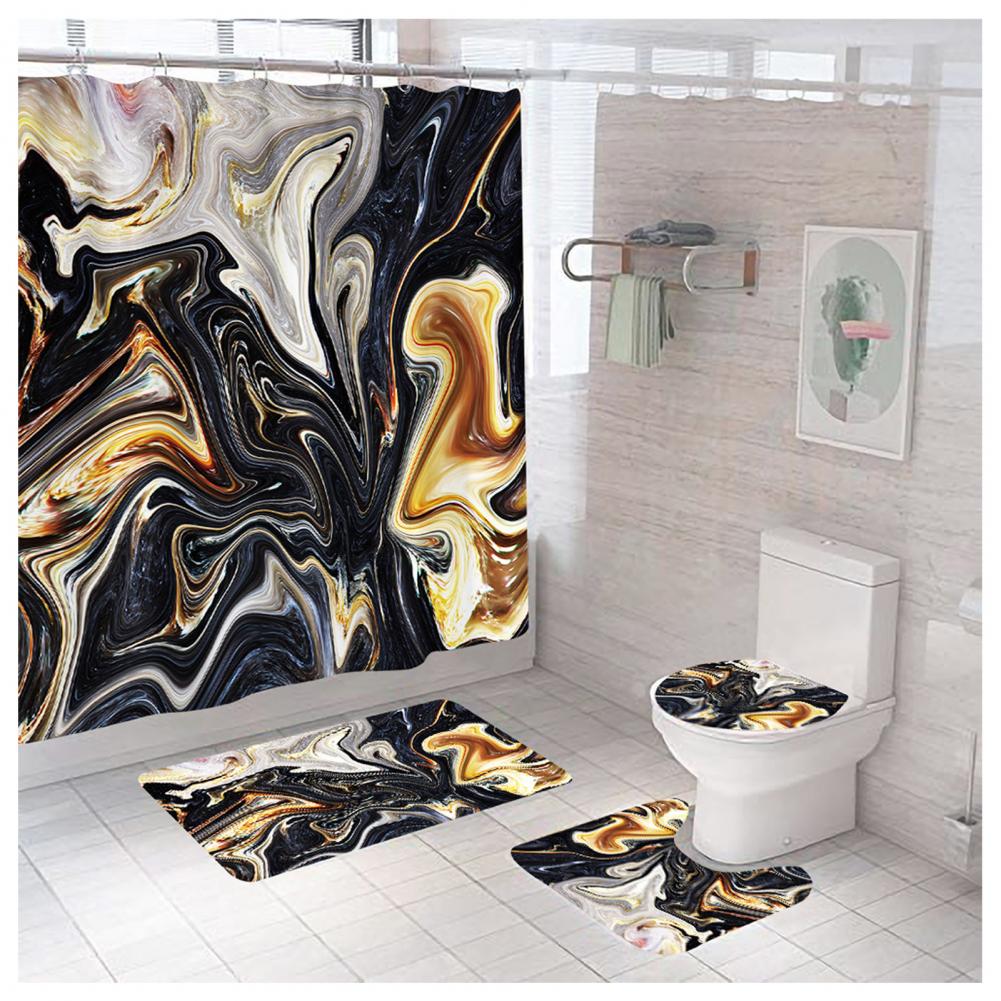 Modern Style Marble Polyester Shower Curtain Bathing display picture 7