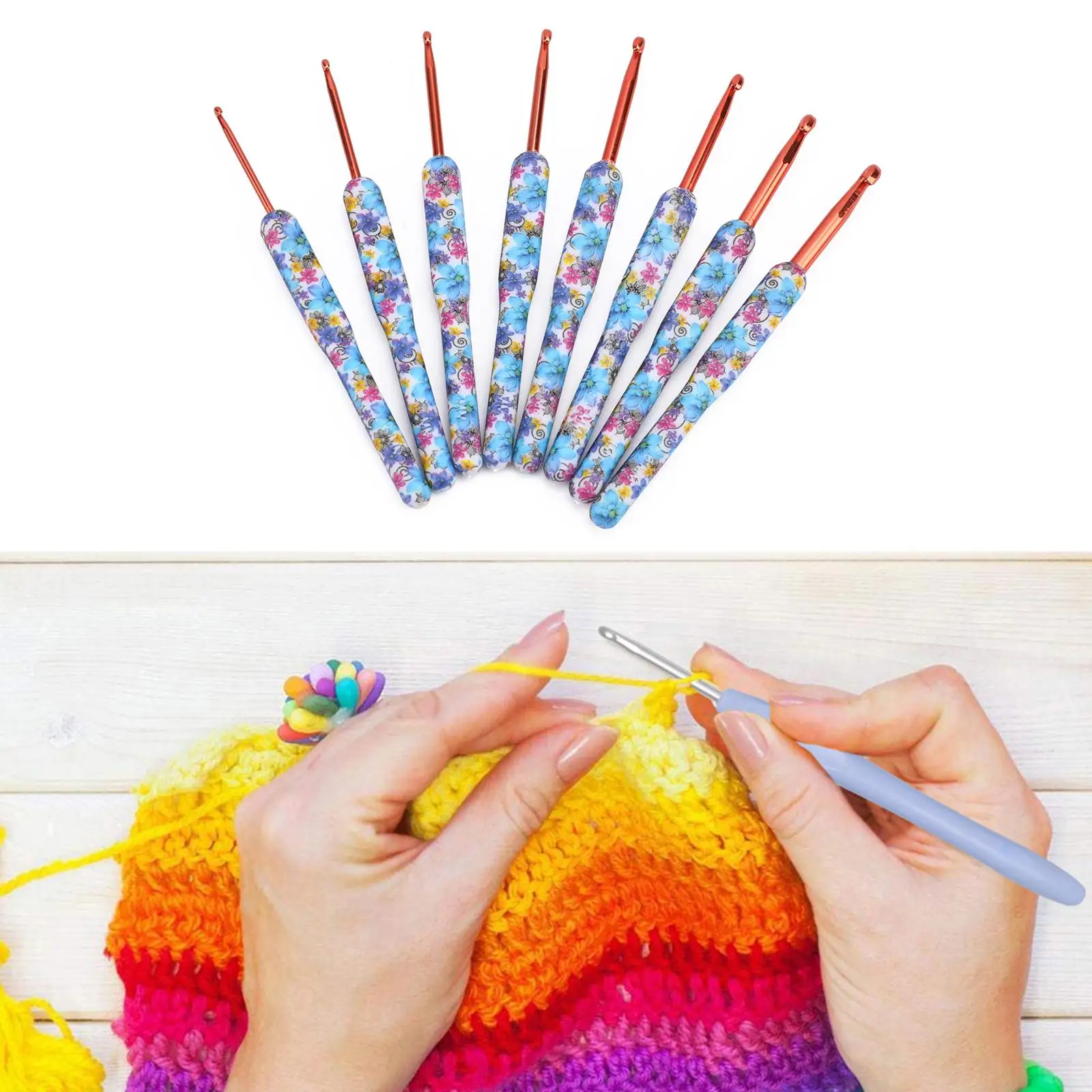 8Pcs Crochet Hooks Set Yarn Knitting for Beginners Crocheting Sewing 2.5-6mm
