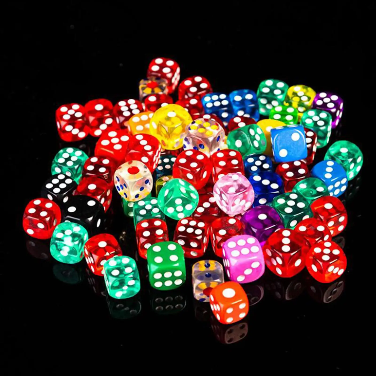100x Transparent  Set Game  14mm Stacking Multicolor 6 Sided for Group Events Board Games