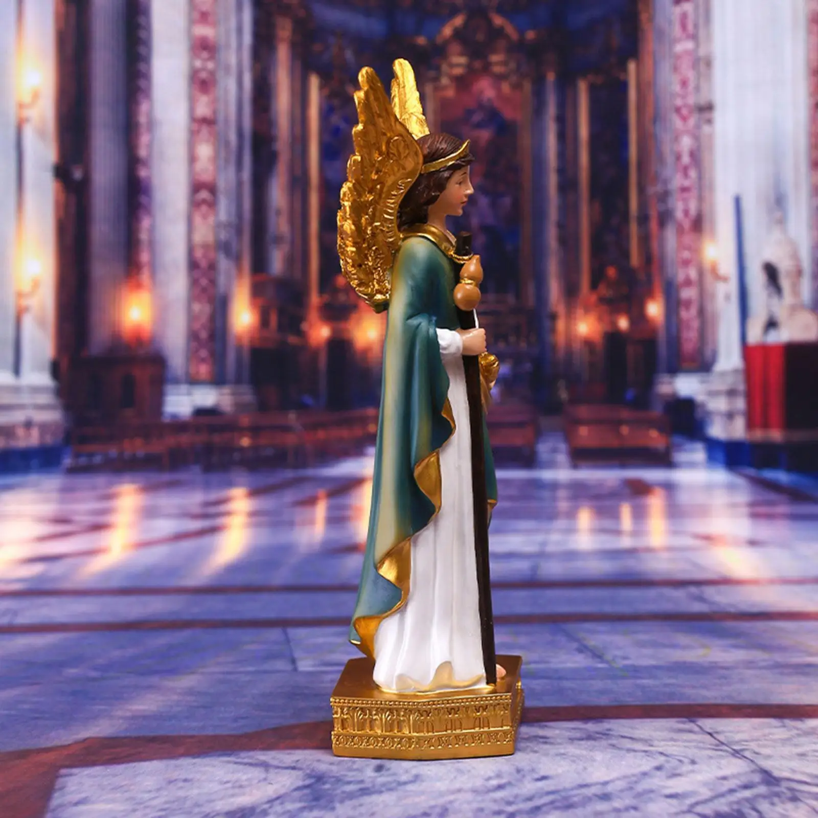 Resin Angel Figurine Religious Mary Statue for Desktop Shelf Living Room Xmas Decor