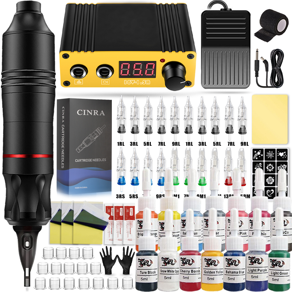 Best of Professional Tattoo Machine Set Rotary Tattoo Pen Kit Power Supply Needle Ink DC Interface Rotary Tattoo Gun Makeup Kit Complete Reviews & Tips