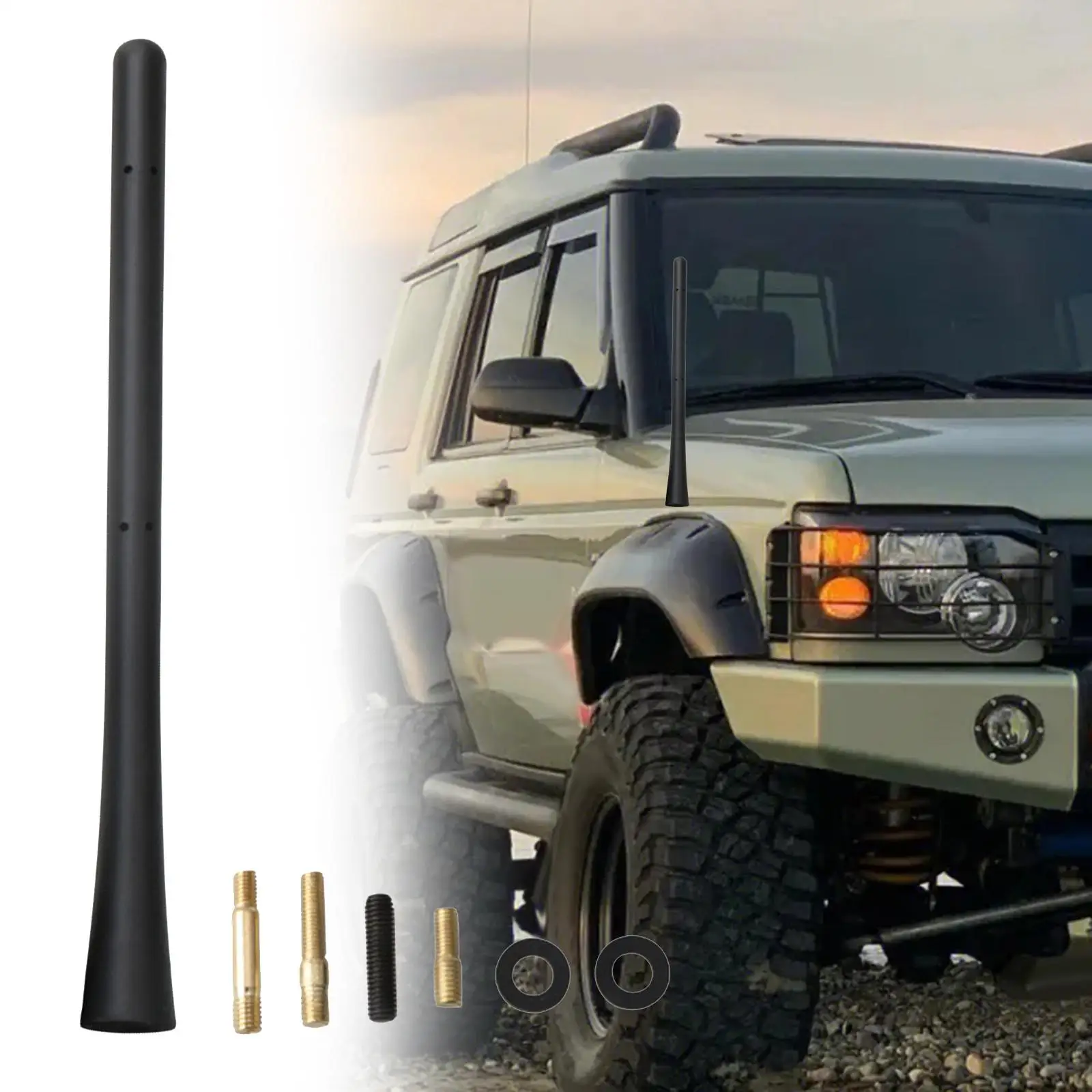 Car Radio Antenna with Thread Adapters Stereo Signal Strong Signal Parts Roof Mount Flexible Mast for Trucks Vehicle Suvs