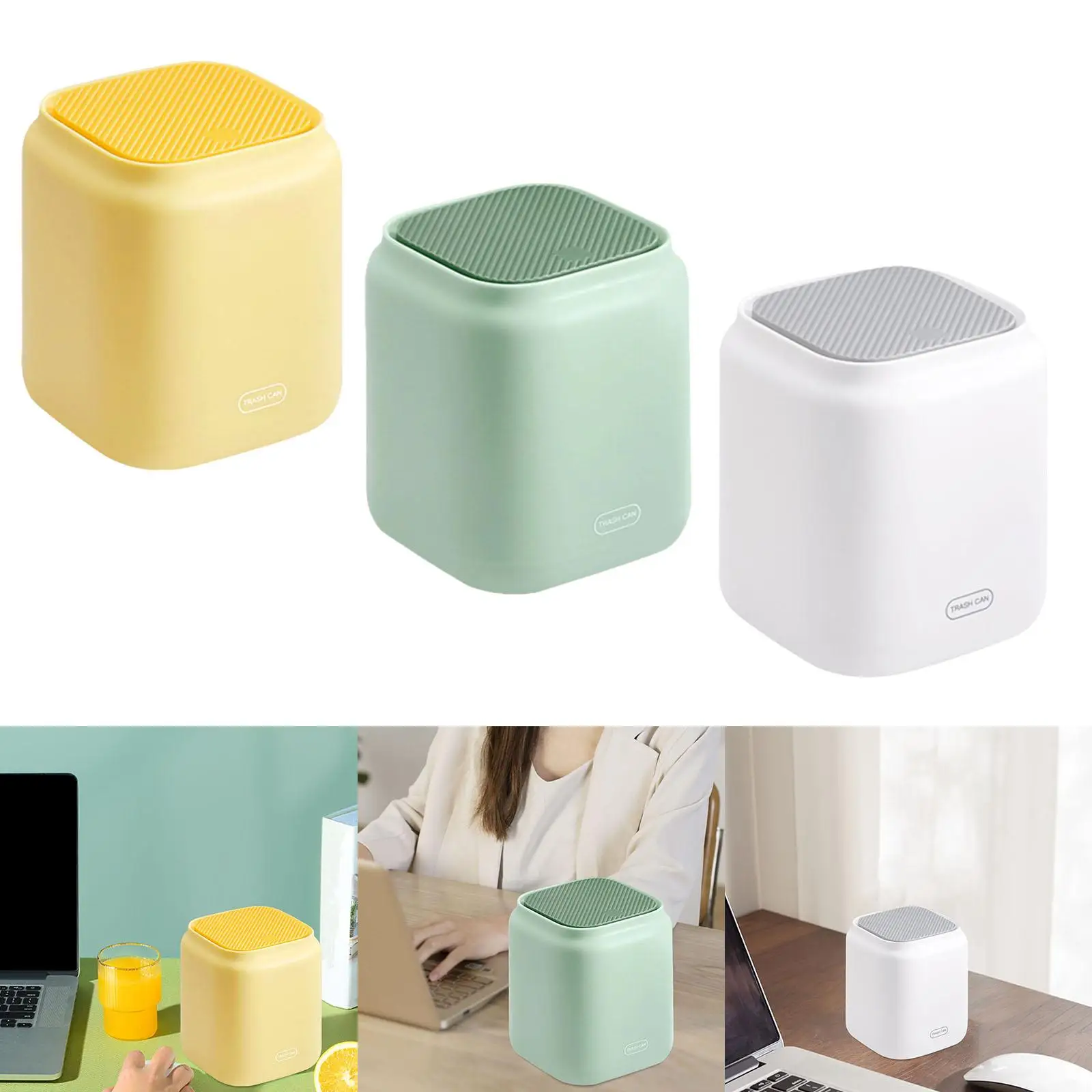 Small Desktop Trash Can Garbage Basket Waste Bin with Lid Mini Wastebasket for Kitchen Countertop Office Bedroom Vanity Tabletop