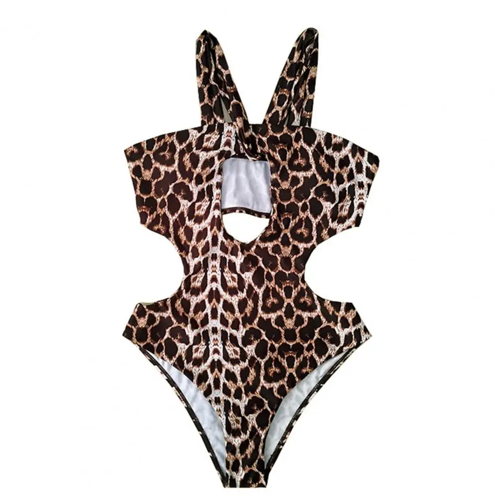 bikini cover up skirt Polyester  Casual Leopard Printed Hollow One-piece Swimsuit Flexible One-piece Swimsuit Exquisite   for Summer swim suit cover