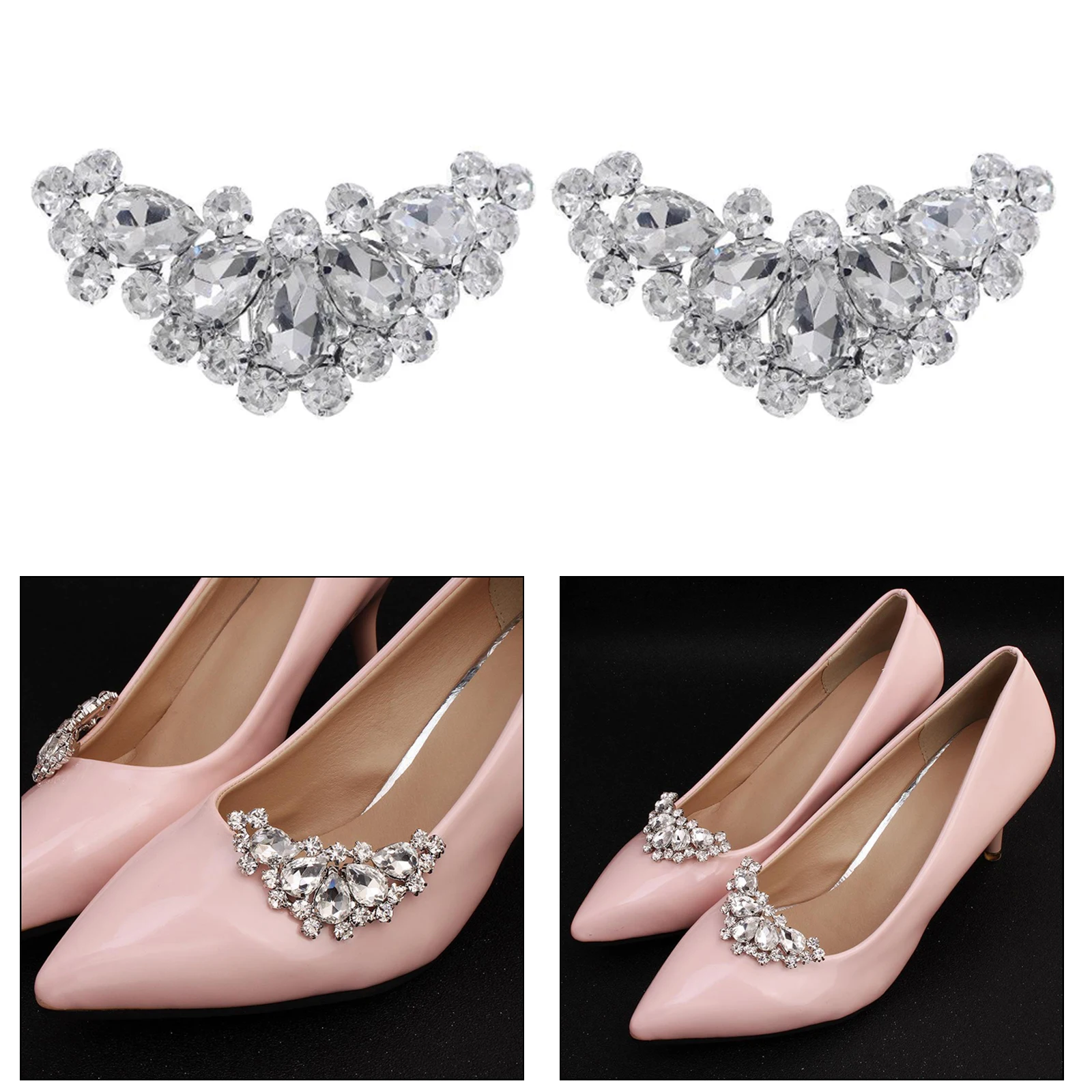 Wedding Bridal Crystal Shoe Clips Removable Rhinestone Shoe Buckles Accessories