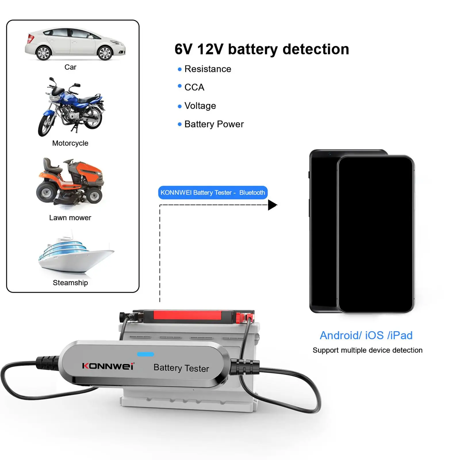 Wireless Car Battery Tester BT Battery Tester Battery Motorcycles
