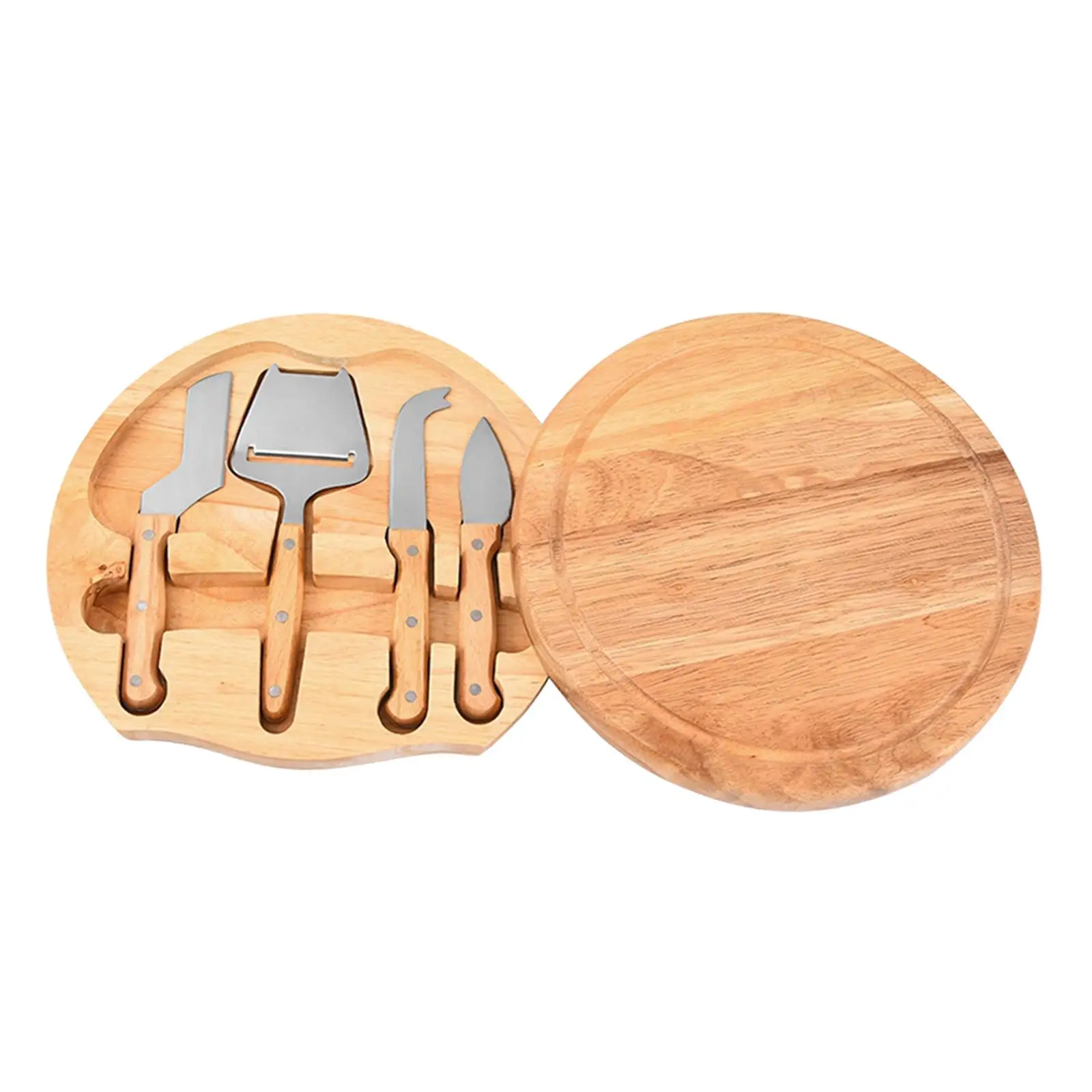 Wooden Cheese Board Set with 4 Cutters Cutting Board Cheese Slicer Cutter