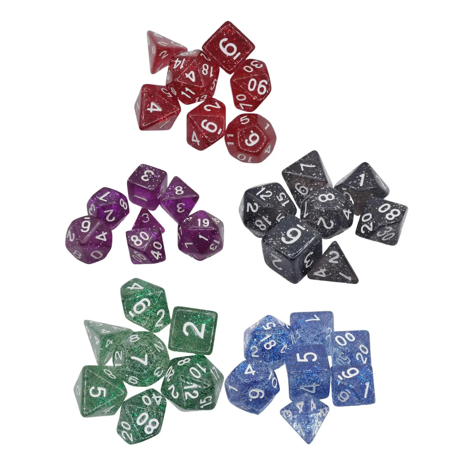 7x Polyhedral Dices D20,D12,D10 (00-90 and 0-9),D8,D6 and D4. for Party Favors Entertainment Math Teaching Game Kids Toy