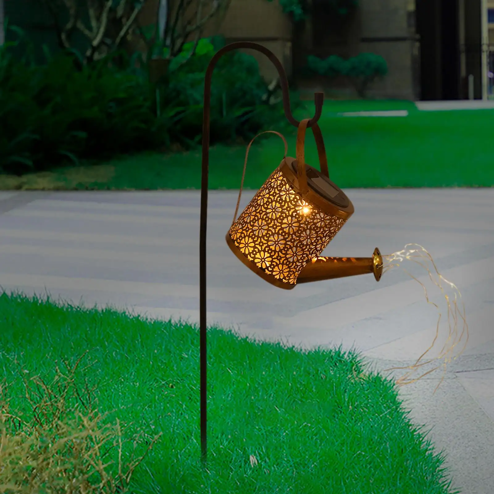 Solar LED Watering Can String Light Kettle Art Waterfall Lamp for Outdoor