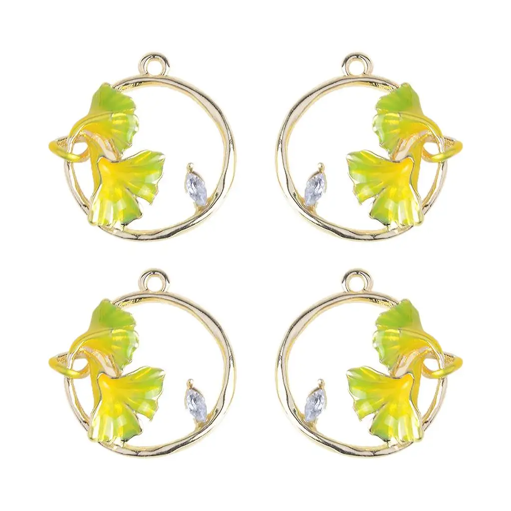 4 Pieces Women Chic Ginkgo Leaf Charms Acrylic Pendant DIY Jewelry Earring Findings Crafts