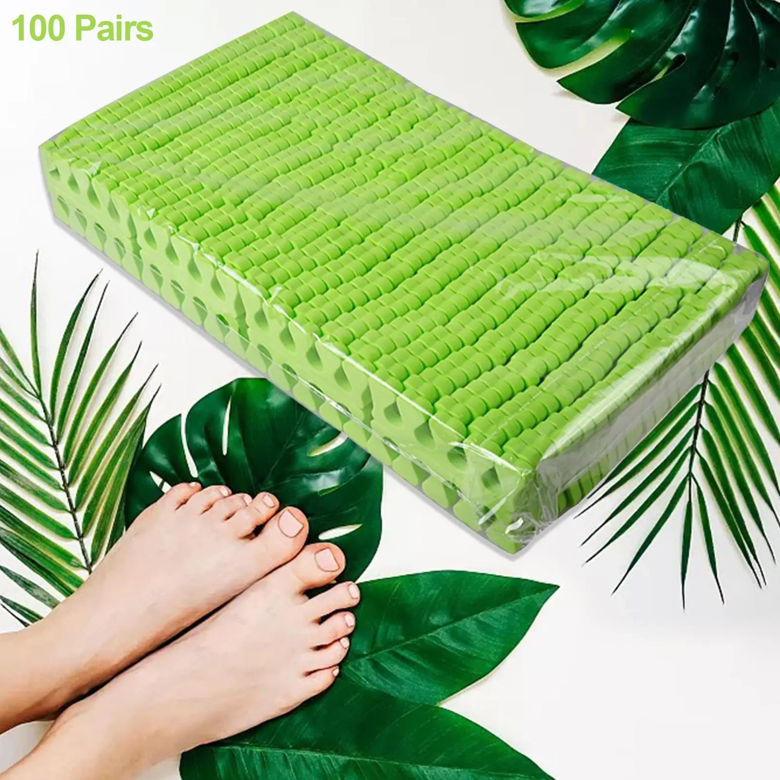 Nail Art Toe Separator Sponge Splitting Device Green Fingers Separators for Manicure Home Use Old Teen Pedicures 100 Pairs
