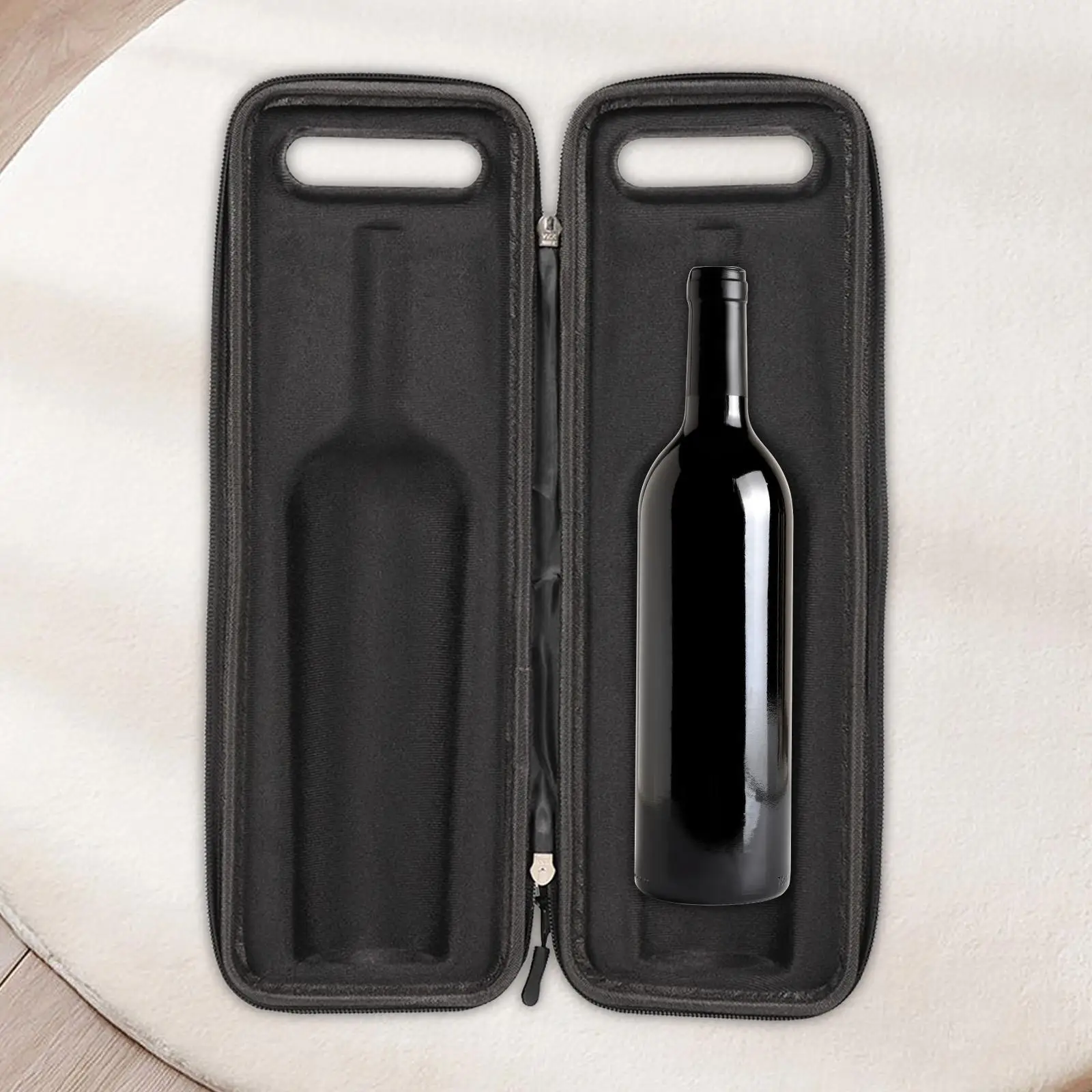 Single Bottle Wine Carrier Gift Party Packing Box with Zipper with Handle Picnic EVA Hard Case Organizer Wine Lovers Men Women