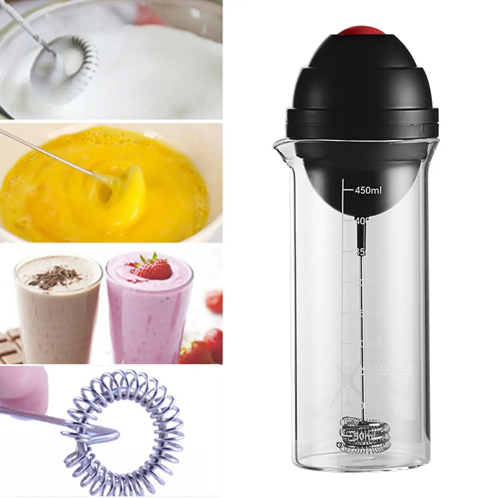 Cordless Electric Milk Forther Milk Foamer Coffee Frother 450ml for Coffee Latte Cappuccino Hot Chocolate Kitchen Gadgets