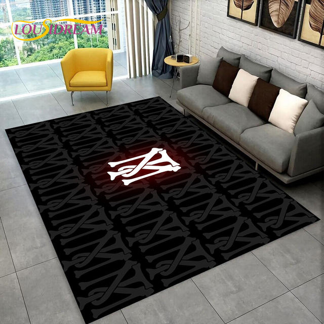 Louis Vuitton Black and White Living Room Area Rug