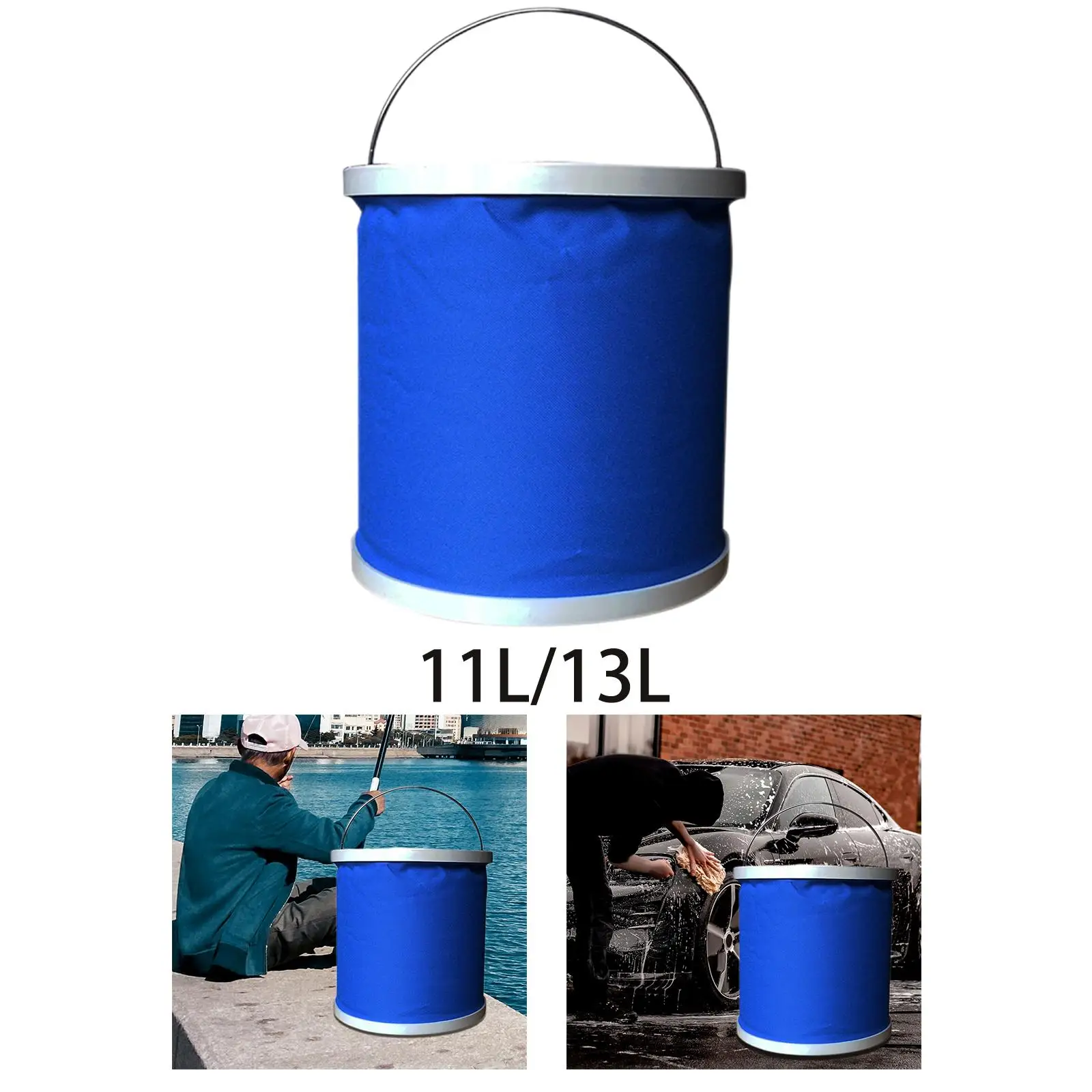Folding Outdoor Collapsible Bucket Car Dust Bin Container Foot Bath Tub with Lid Carrier Camping for Fishing Car Washing Picnic