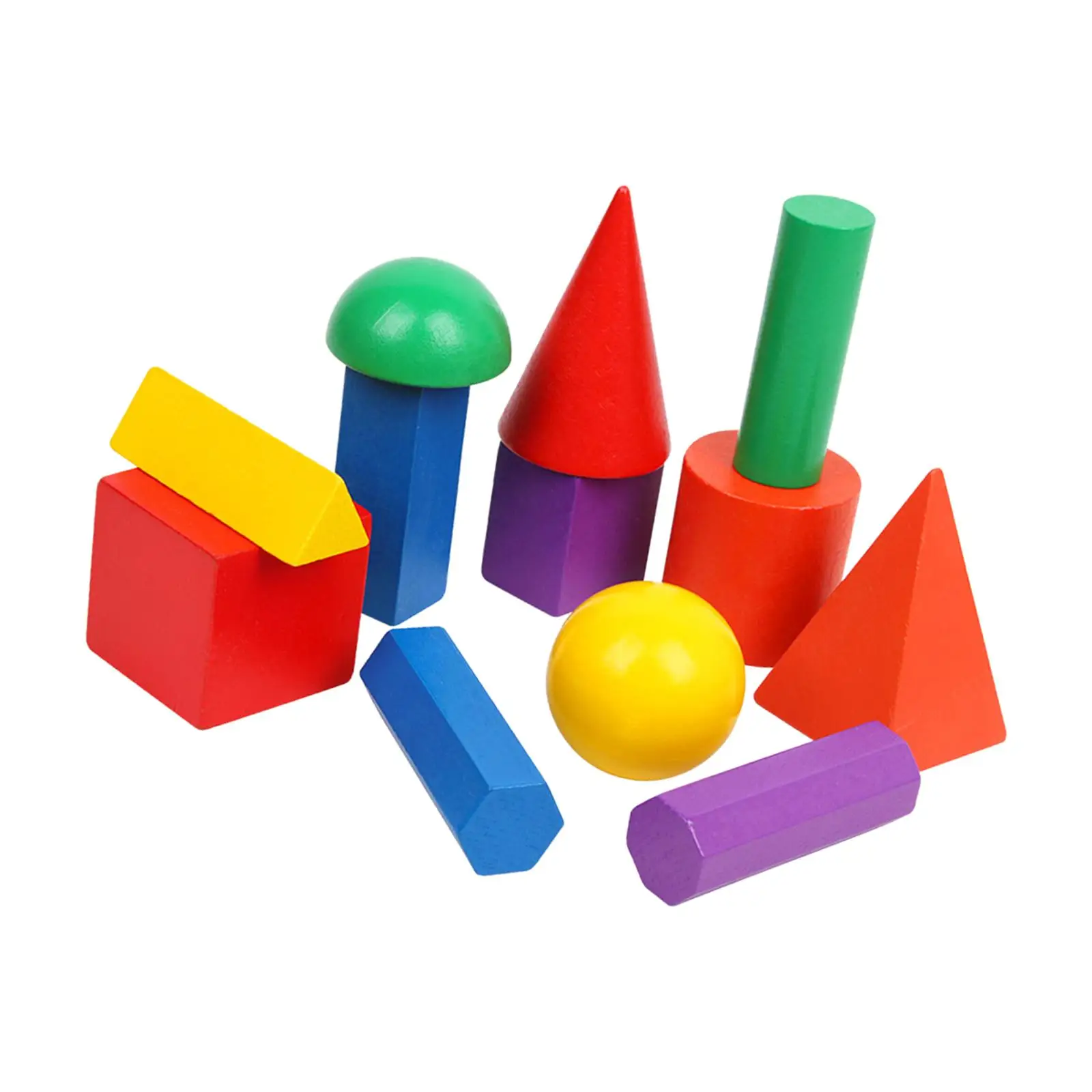 Wood 3D Shapes Geometric Solids Educational for Activity Early Education