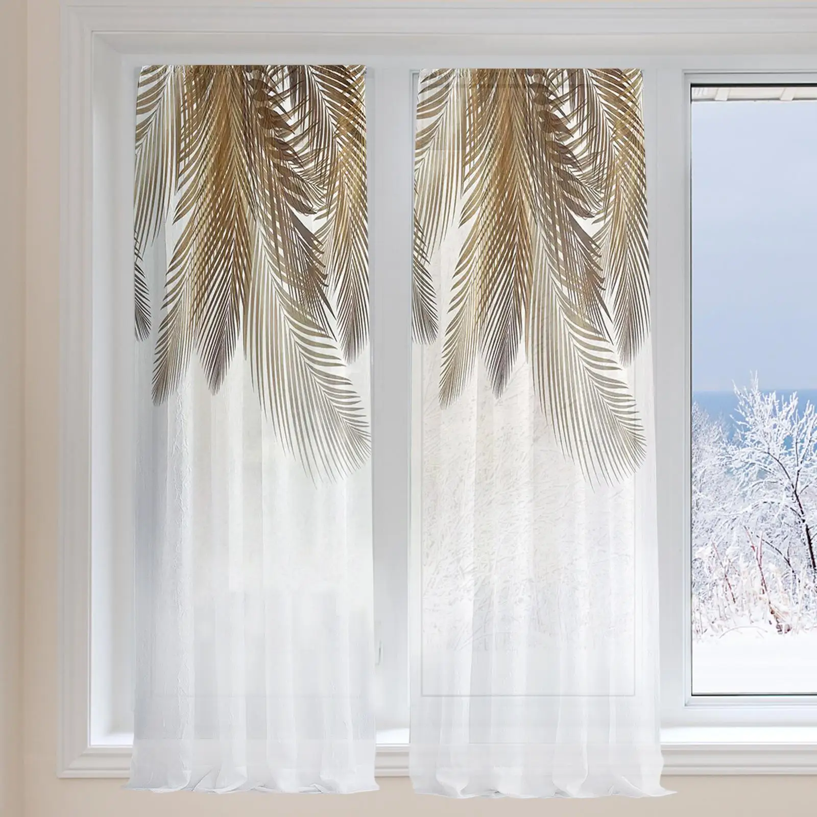 Sheer Curtains Semitransparent Draperies for Bedroom Living Room Kitchen