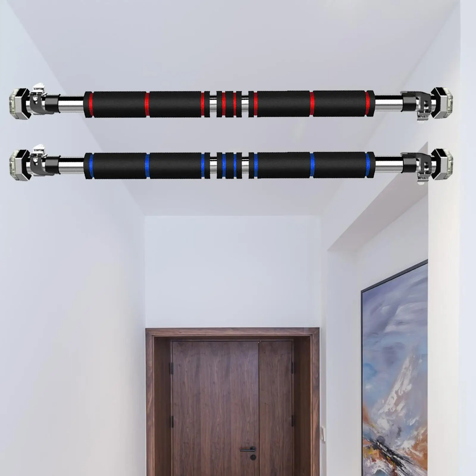Pull up Bar 31.5 to 51.2 Inches Adjustable Length No Screws Doorway Chin up Bar