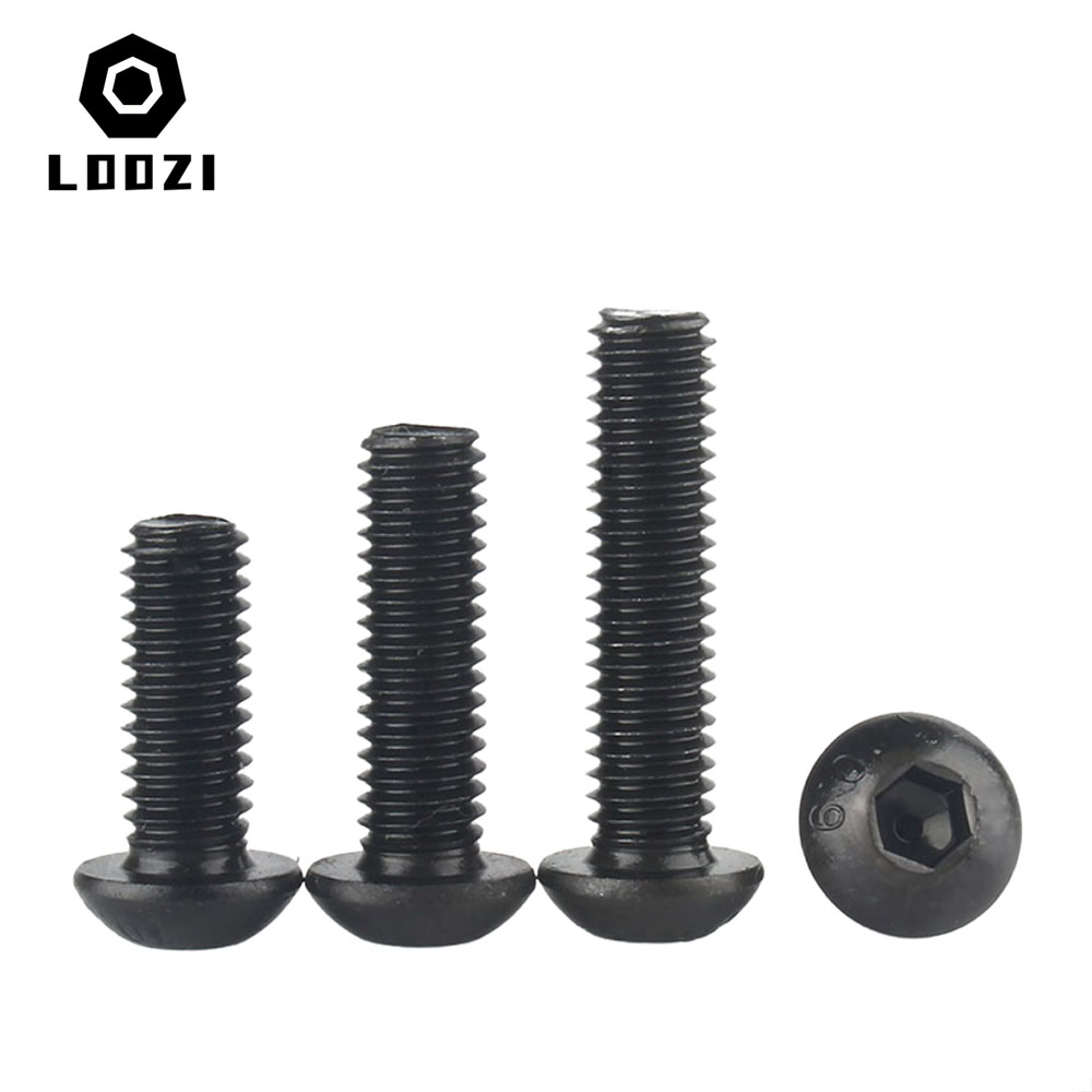 10/20/50 Stück ISO7380 Schwarz Grade10.9 M2 M2.5 M3 M4 M5 M6 Innensechskant Rundflachkopf Pilz Inbusschraube – Detail 6