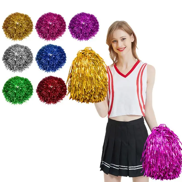 Pompons de Pom-Pom Girl, Accessoires D'encouragement de L'esprit D'équipe  En Feuille MéTallique Avec Poignée Droite Pour Aérobic, Danse, Jeu de  Sport, Décoration de Club de Football(Rose rouge)-1PCS