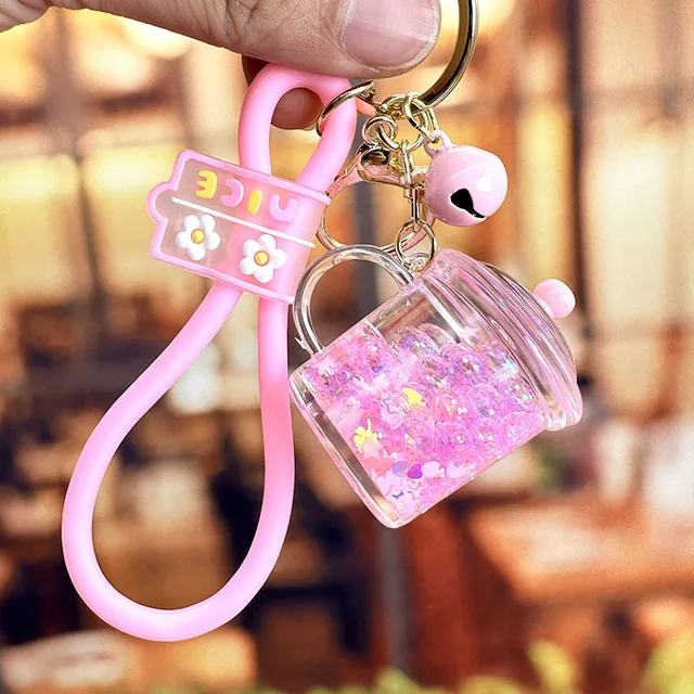 Creative Acrylic Quicksand Into Oil Cherry Blossom Key Chain Cute Couple  Bag Pendant Keyfob Floating Liquid Sakura Keychain Gift - Key Chains -  AliExpress