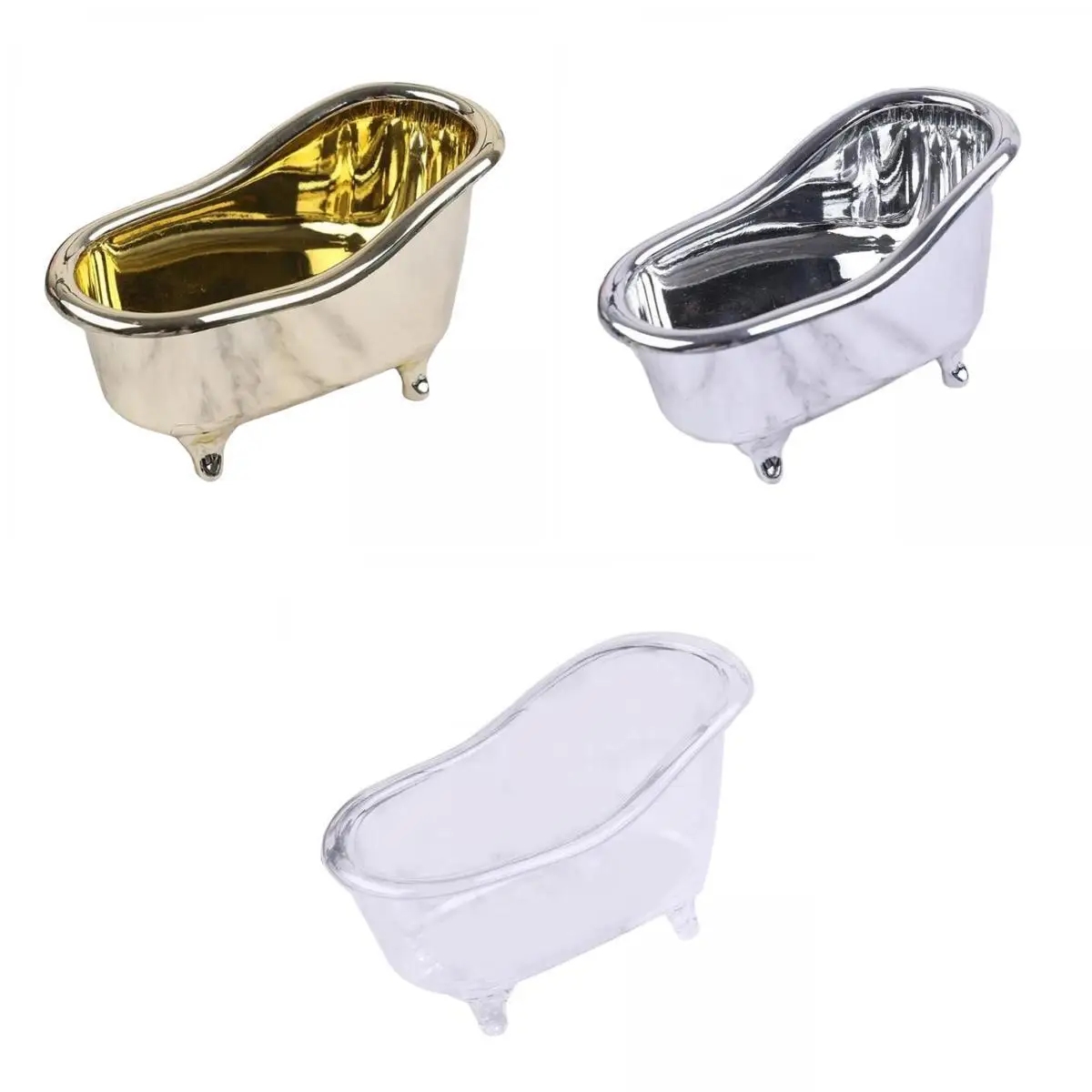 3Pcs Bathtub Soap Dish Holder Decorative Cosmetic Container for Home Decor Counter Bathroom Accessories