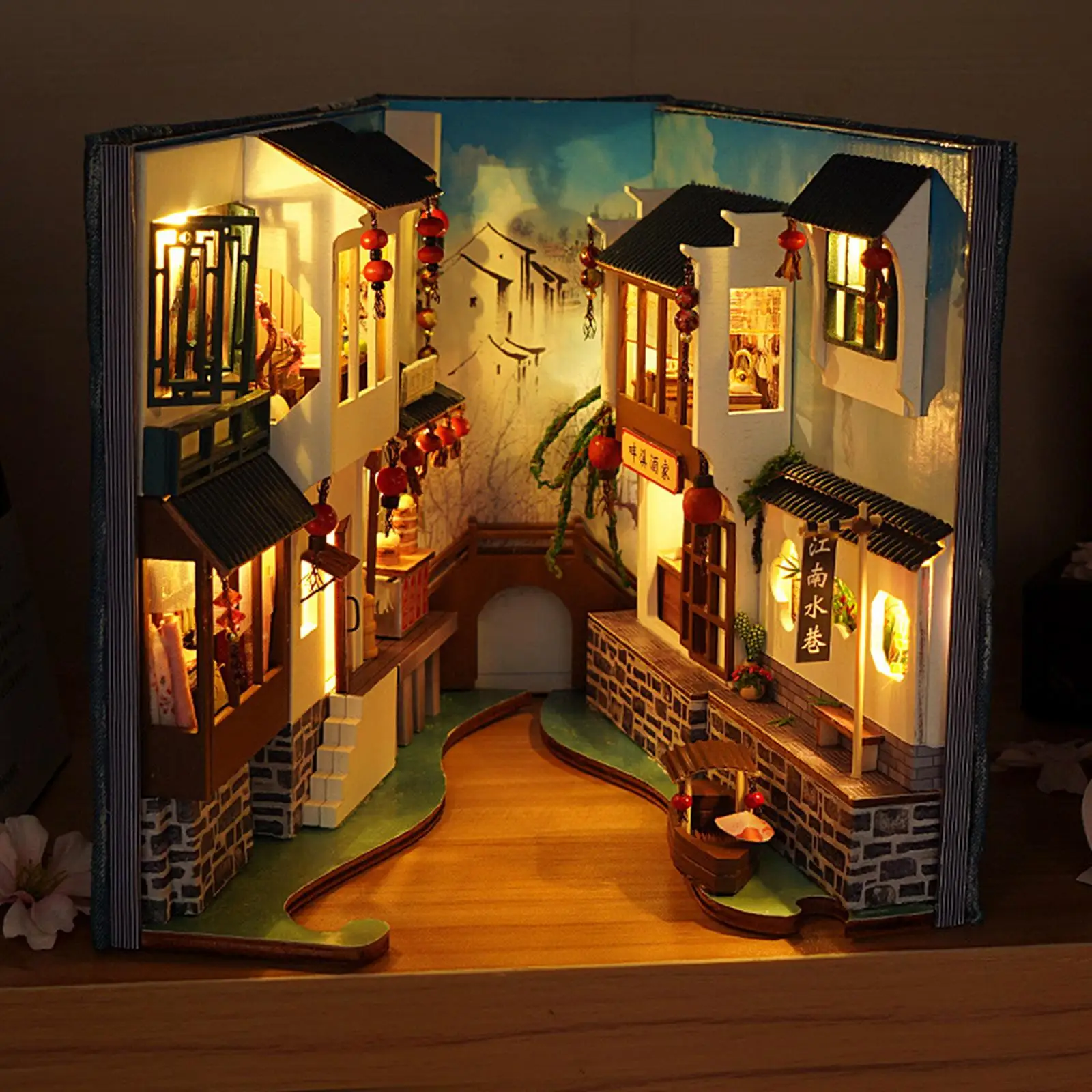 3D LED Light Wooden Miniature Dollhouse Kit for Christmas Gifts