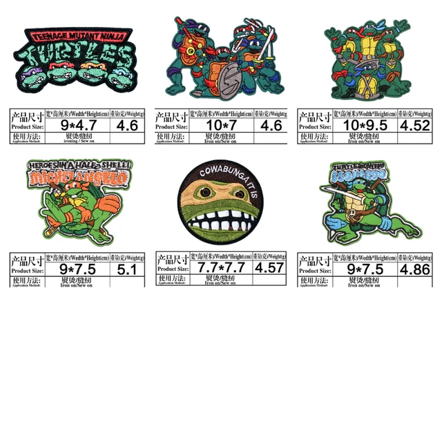 Teenage Mutant Ninja Turtles Fusible Patch Sticker Clothing Thermoadhesive  Anime Patches for Men DIY T-shirt