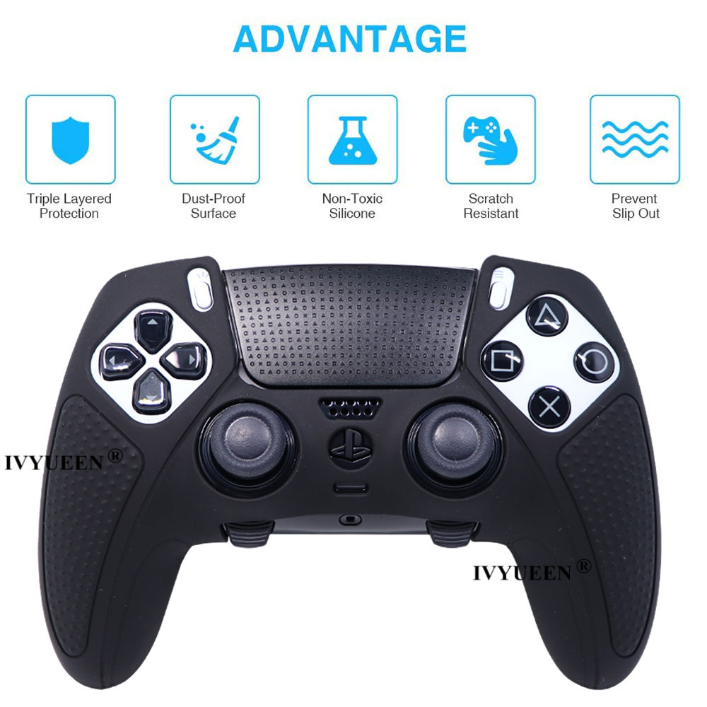 IVYUEEN Anti-Rutsch-Schutzhülle für PlayStation 5, PS5, DualSense Edge Controller, weiche Gummi-Silikonhülle, Griffabdeckung – Detail 3
