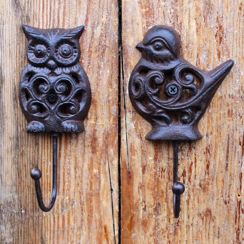 Vintage Cast Iron Hook Hollowed Out Bird Owl Hooks Pendant Wall Hanger Coat  Hat Hook Decorative Hooks Key Hanger Storage Rack - AliExpress