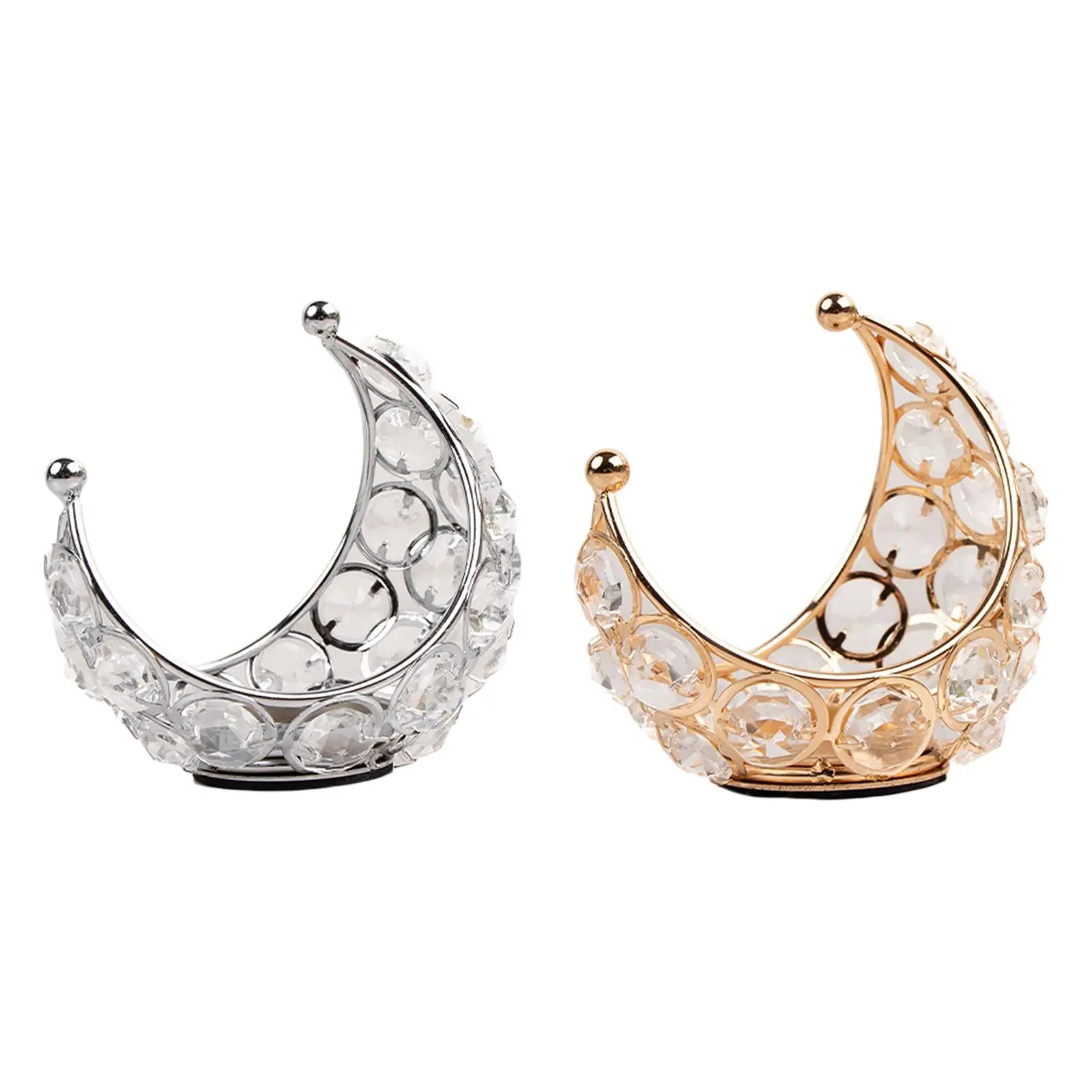 Moon Candle Holder Iron Candlestick Elegant Tealight Candle Holder Candle Stand for Christmas Dining Table Desktop Bedroom Decor