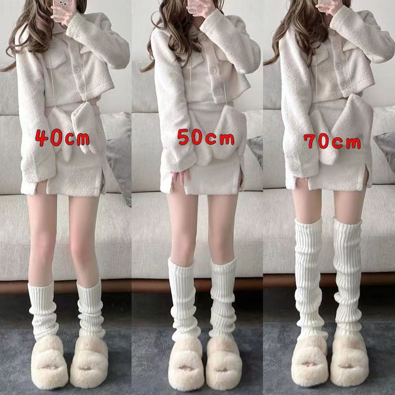 Description Picture 2 of item40//50/70cm Knitted Long Socks Leg Warmers Thickened Wool Leg Cover Winter JK Lolita Socks Y2K Fashion Clothes Accessories