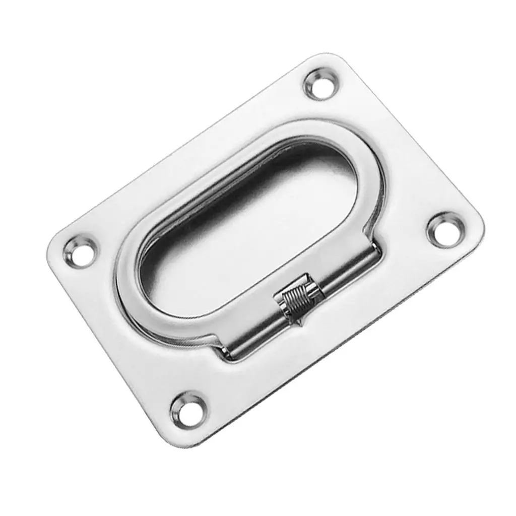 Marine RV Flush Latch Ring Handle Stainless Steel Spring Loaded