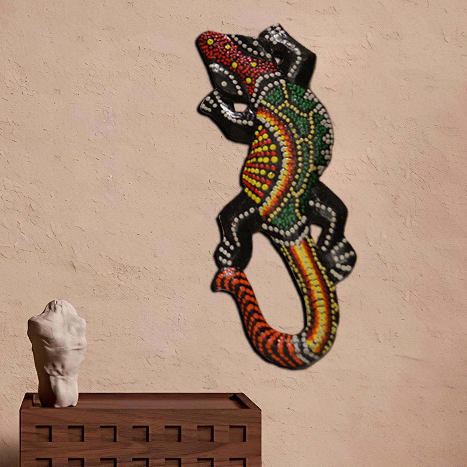 Gecko Sculpture Handicraft Wood Art Wall Decoration Bathroom Outdoor