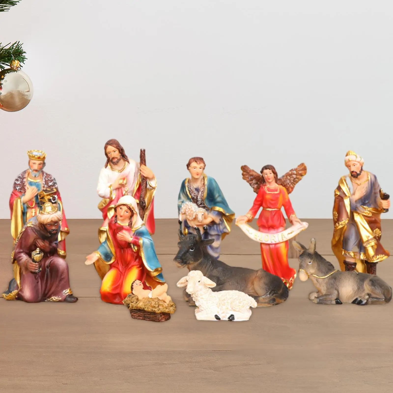 11 Pieces Nativity Scene Figurines Christmas Art for Table Centerpiece
