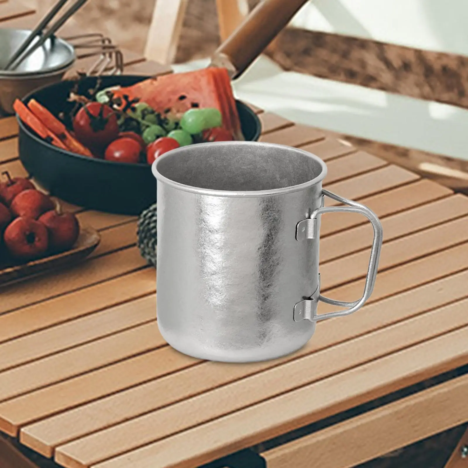 450ml Titanium Cup Camping Mug with Handle Water Cup for Outdoor Activities