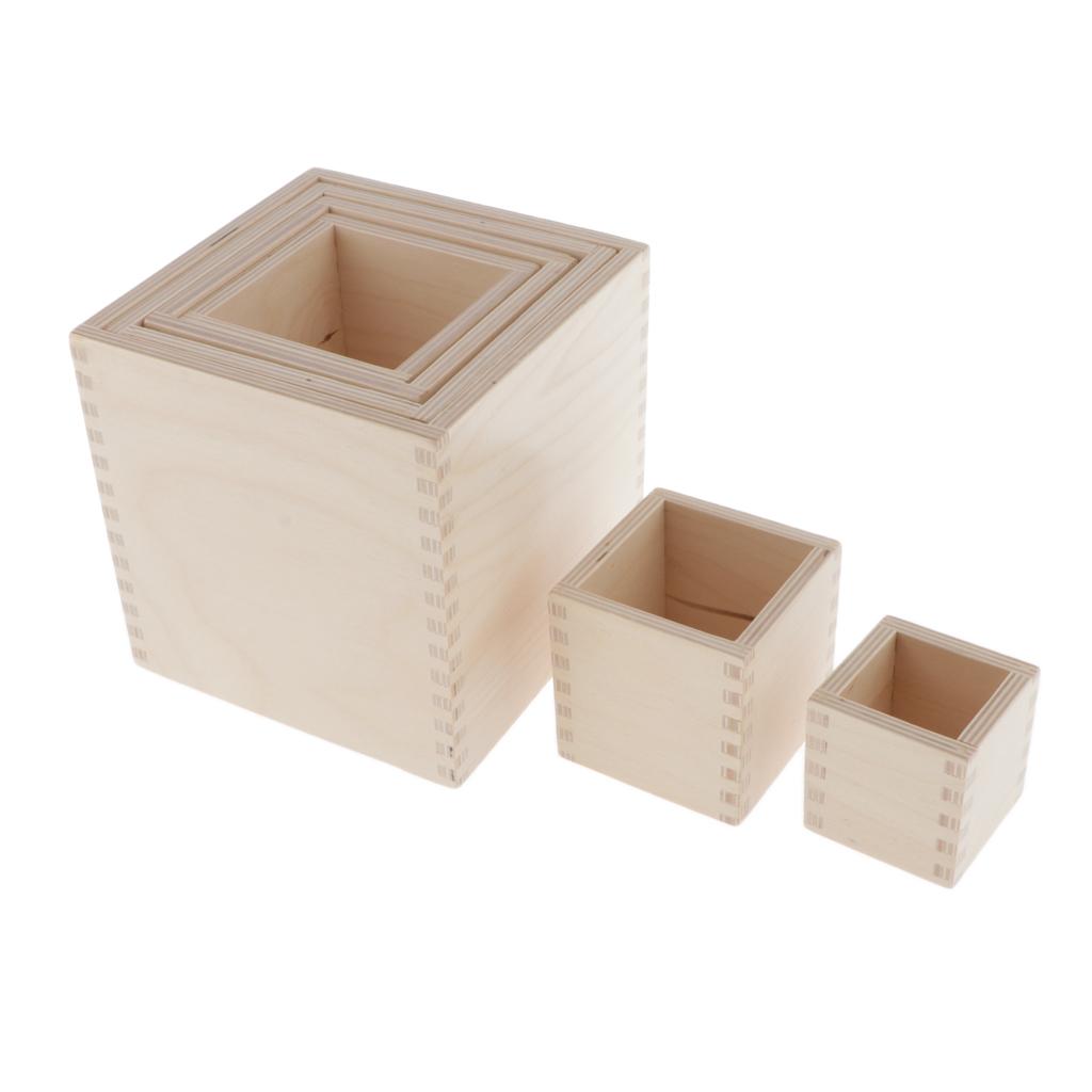 6 Pieces Wooden  Nesting Cups Boxes Baby Building Set  Cubes Educational Toy Children Gift