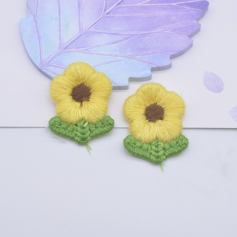 20pcs 20*28mm bestickte Strick-Sonnenblume für DIY Baby Kopf bedeckung Clips Dekor Zubehör Hut Kleidung Nähen Patches – Detail 4