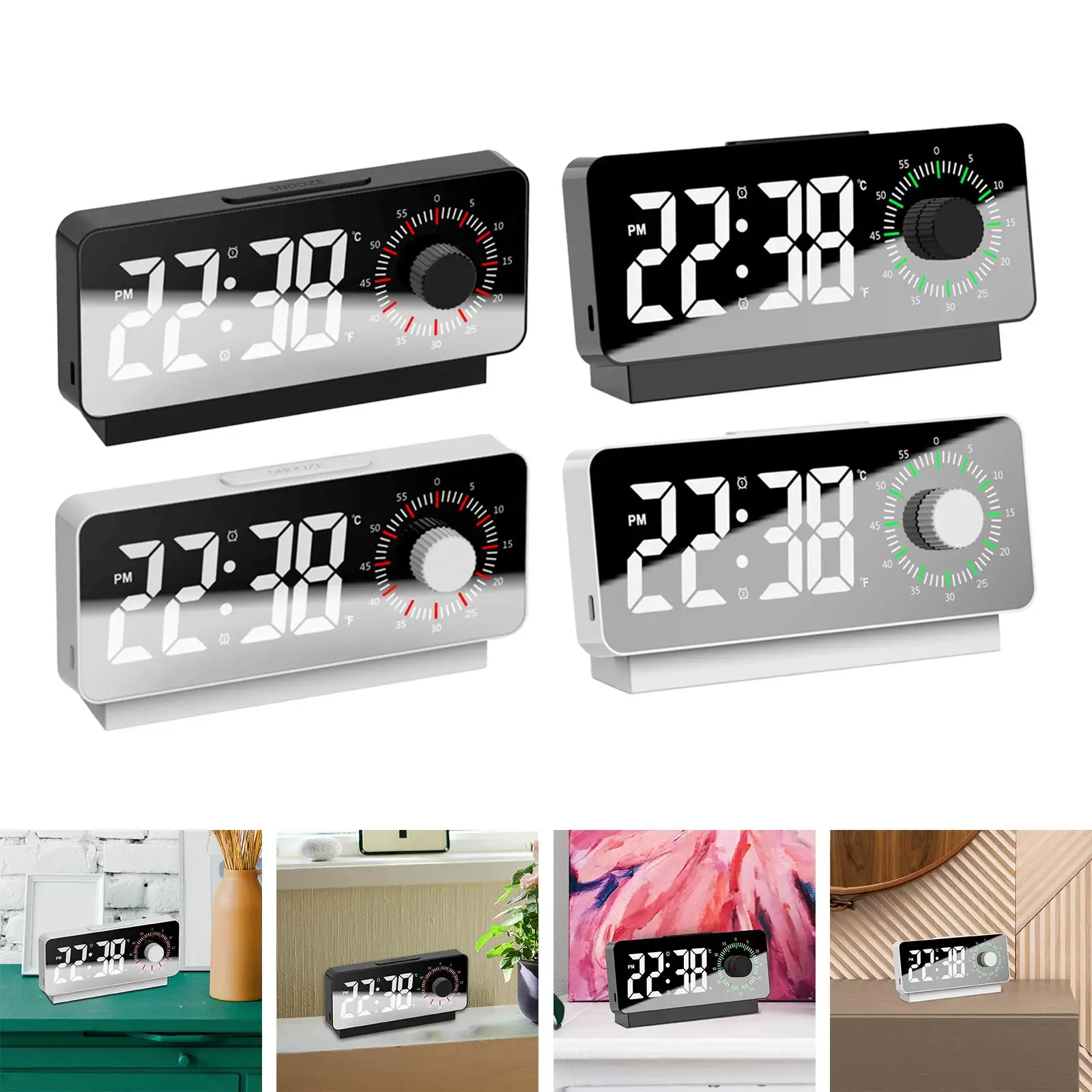 Digital Alarm Clock Modern Large Display LED Clock for Bedroom