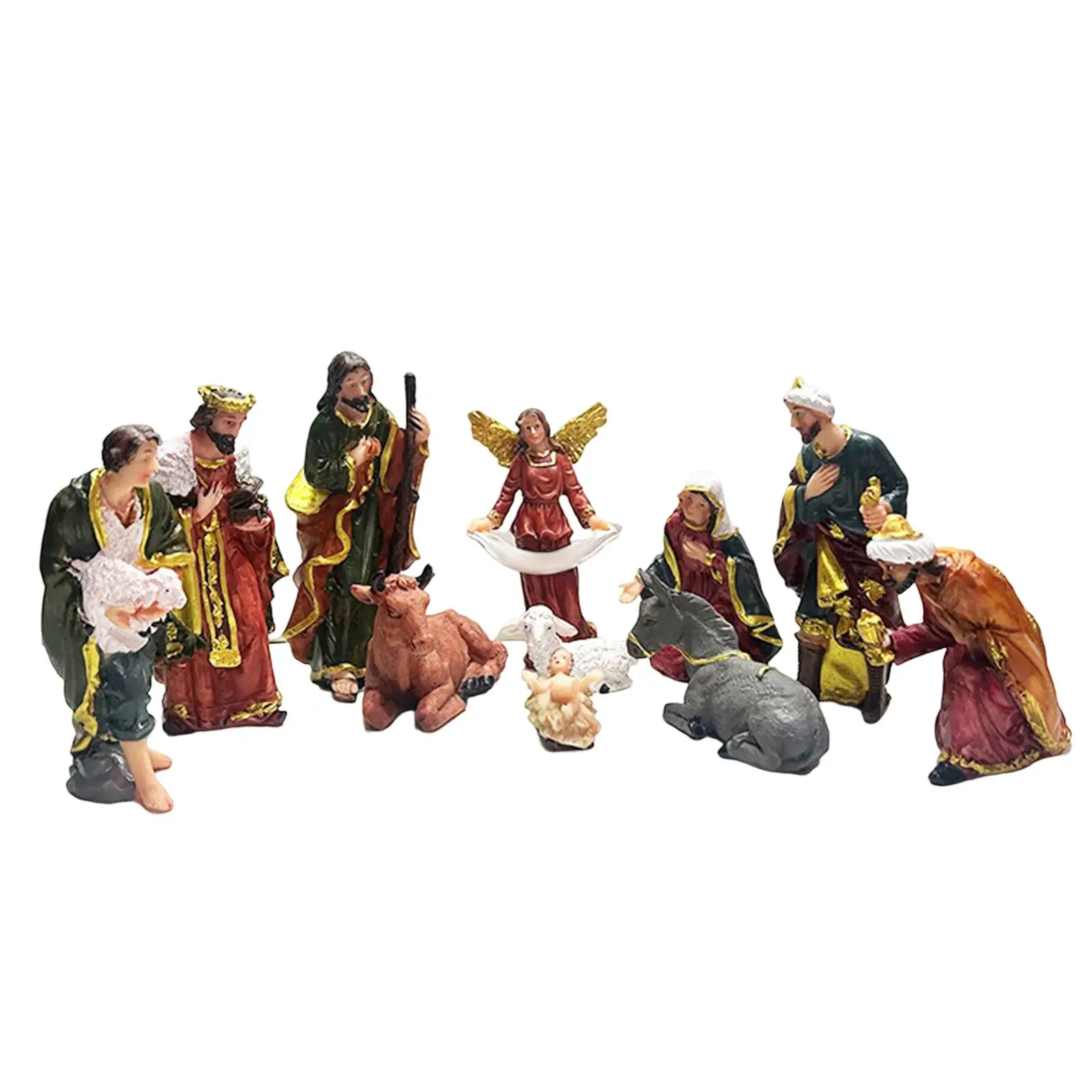 11 Pieces Nativity Scene Figures Tabletop Ornament Crafts Retro Style