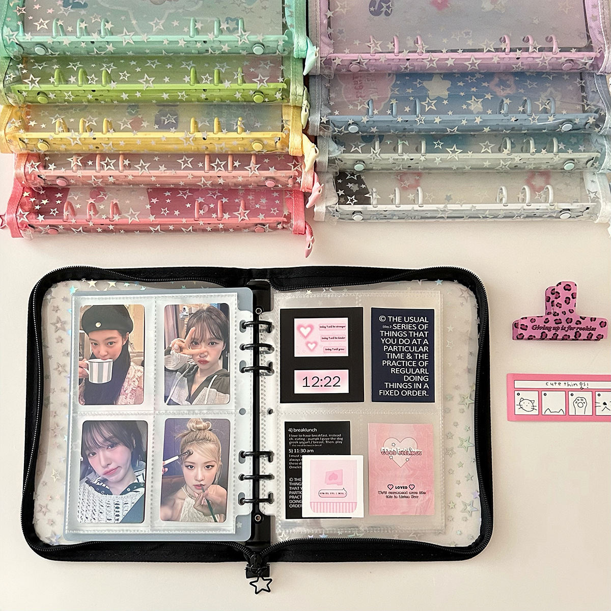 A5 Stern Transparente Abdeckung Binder Fotokartenhalter Idol Kpop Fotoalbum Foto Sammeln Buch Reißverschlusstasche Aufbewahrung Schulbriefpapier – Detail 5