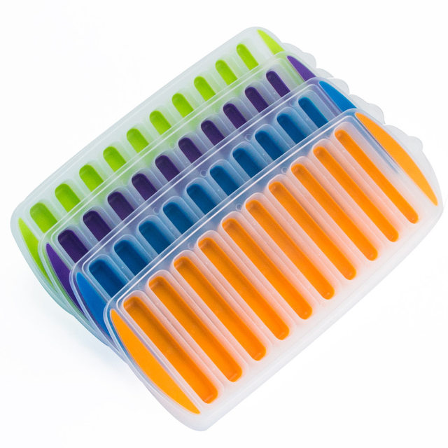 10 Holes Thin Ice Cube Tray Silicone Forms Long Strip Finger