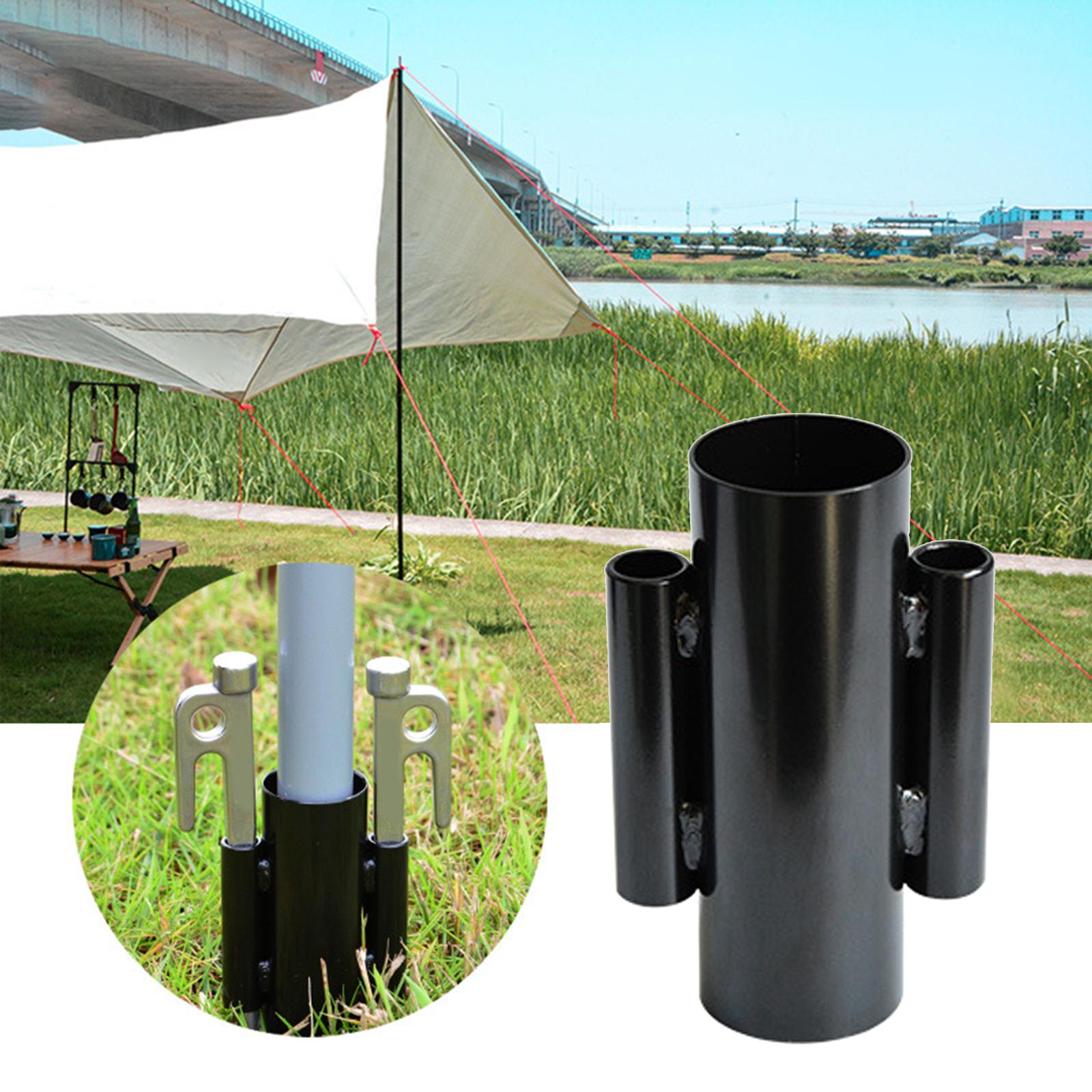 Awning Rod Holder Iron Reinforced Windproof Portable Fixed Tube Canopy Poles