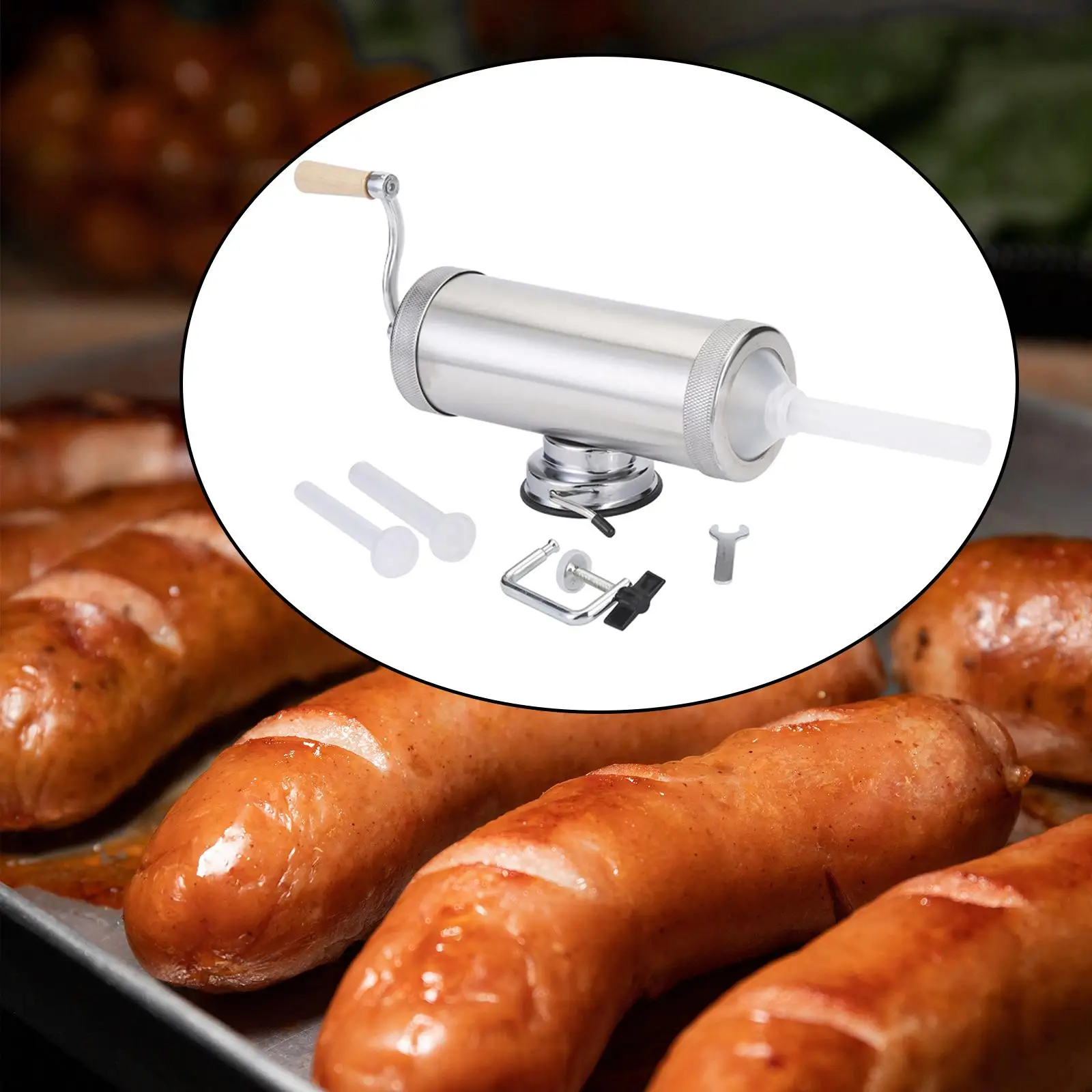 Manual Sausage Maker 5lbs Effective Household Stainless Steel with 3 Nozzles Kitchen Accessories Sausage Meat Filling Tools