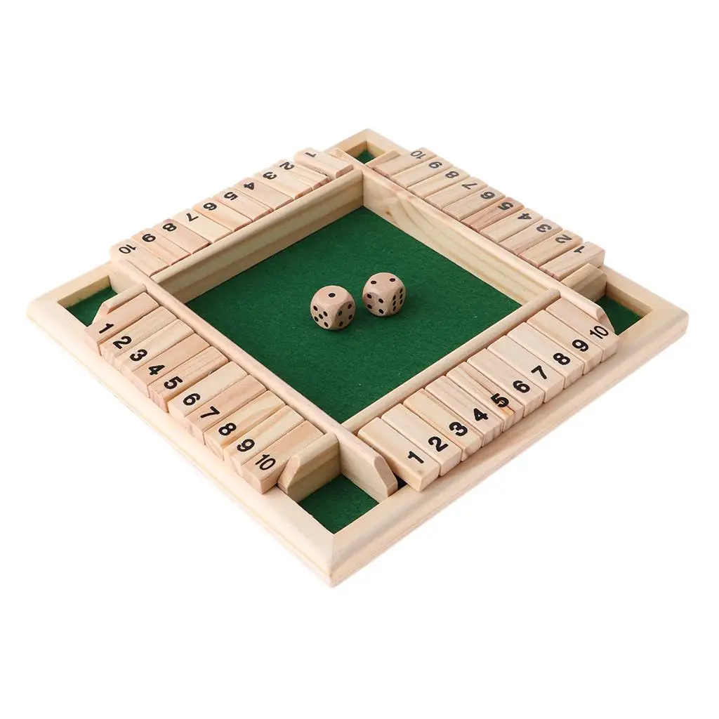 Deluxe 4-Sided 1 to 10 Numbers Shut The Box Dice for Adults Family 4-Players