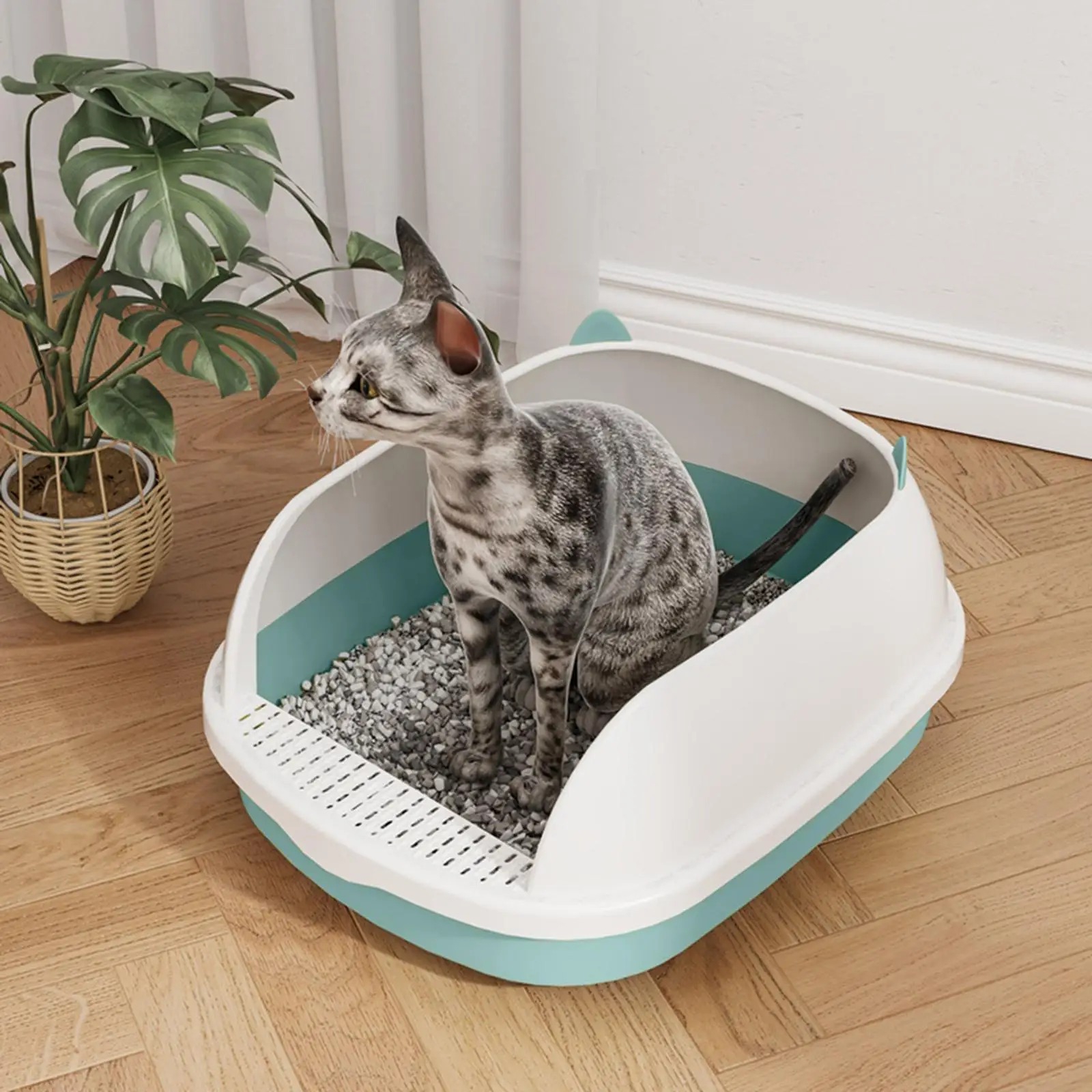 Cat Potty Toilet Pan Durable Semi Enclosed Sandbox Portable Pet Litter Tray Cat Bedpan for Travel Kitten Pet Supplies Rabbit