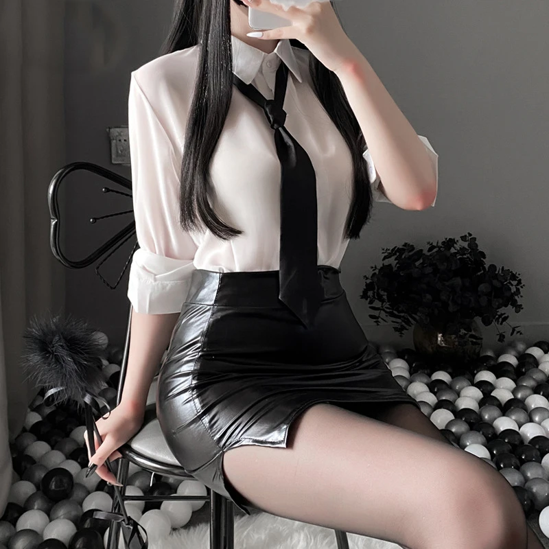 сексуальная секретарша униформа стринги юбка