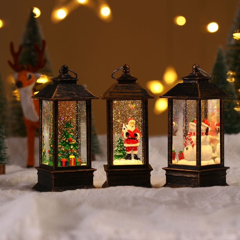 Weihnachten Glitzernde Laterne Handheld LED Nacht Licht Öl Lampe Hause Dekoration B03E – Detail 4