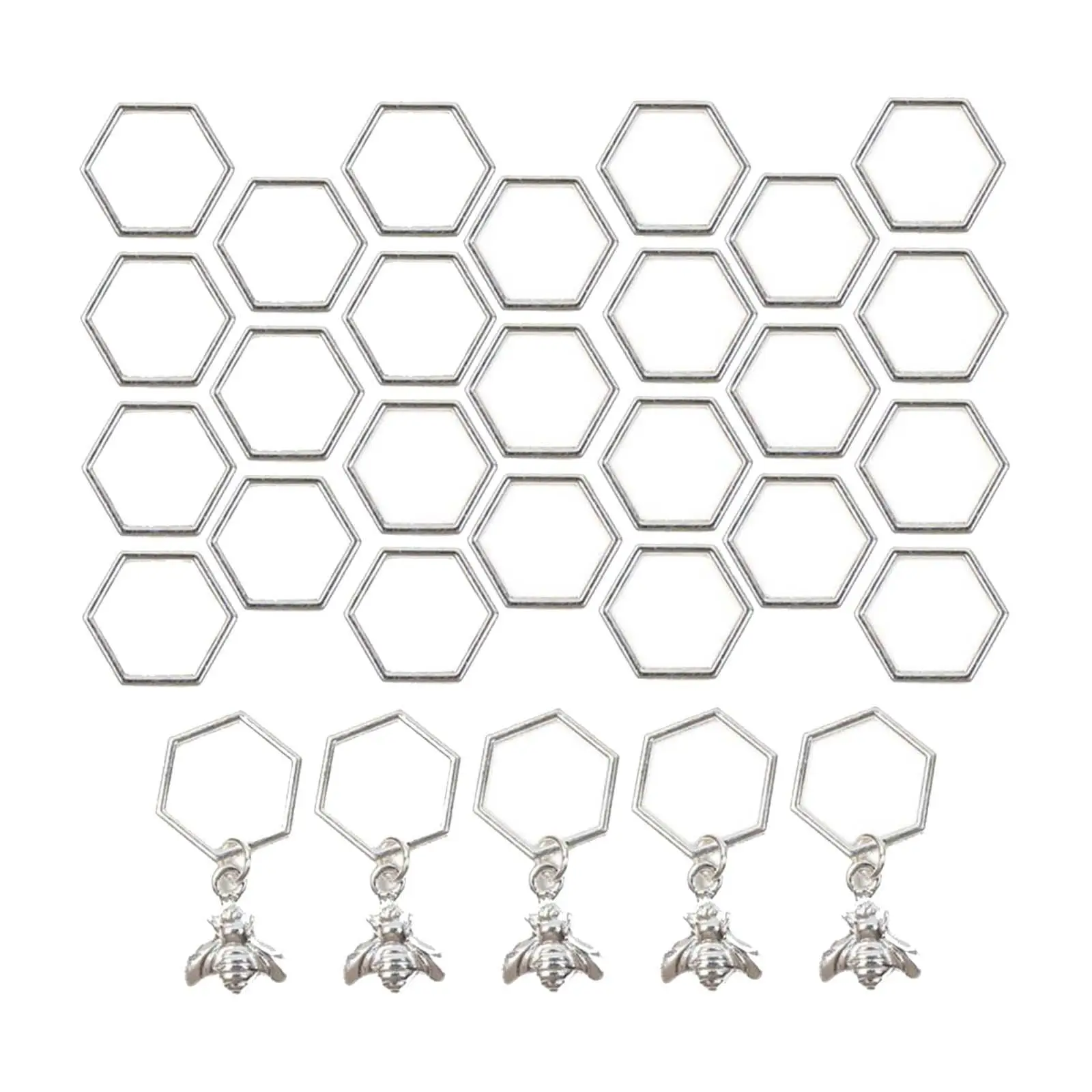 Stitch Markers Hexagon Smooth Zinc Alloy Stitch Needle Clip 30 Pack Protectors