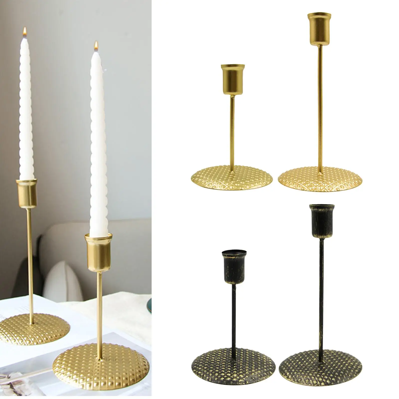 2Pieces Candlestick Decorative Nordic Pillar Candle Holder for Desktop Holiday Home Wedding Decoration
